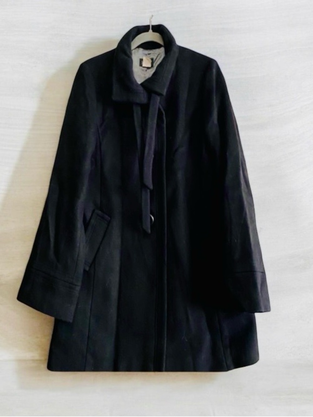 J. CREW Wool Cashmere Blend Black Mock Neck Coat Size 10